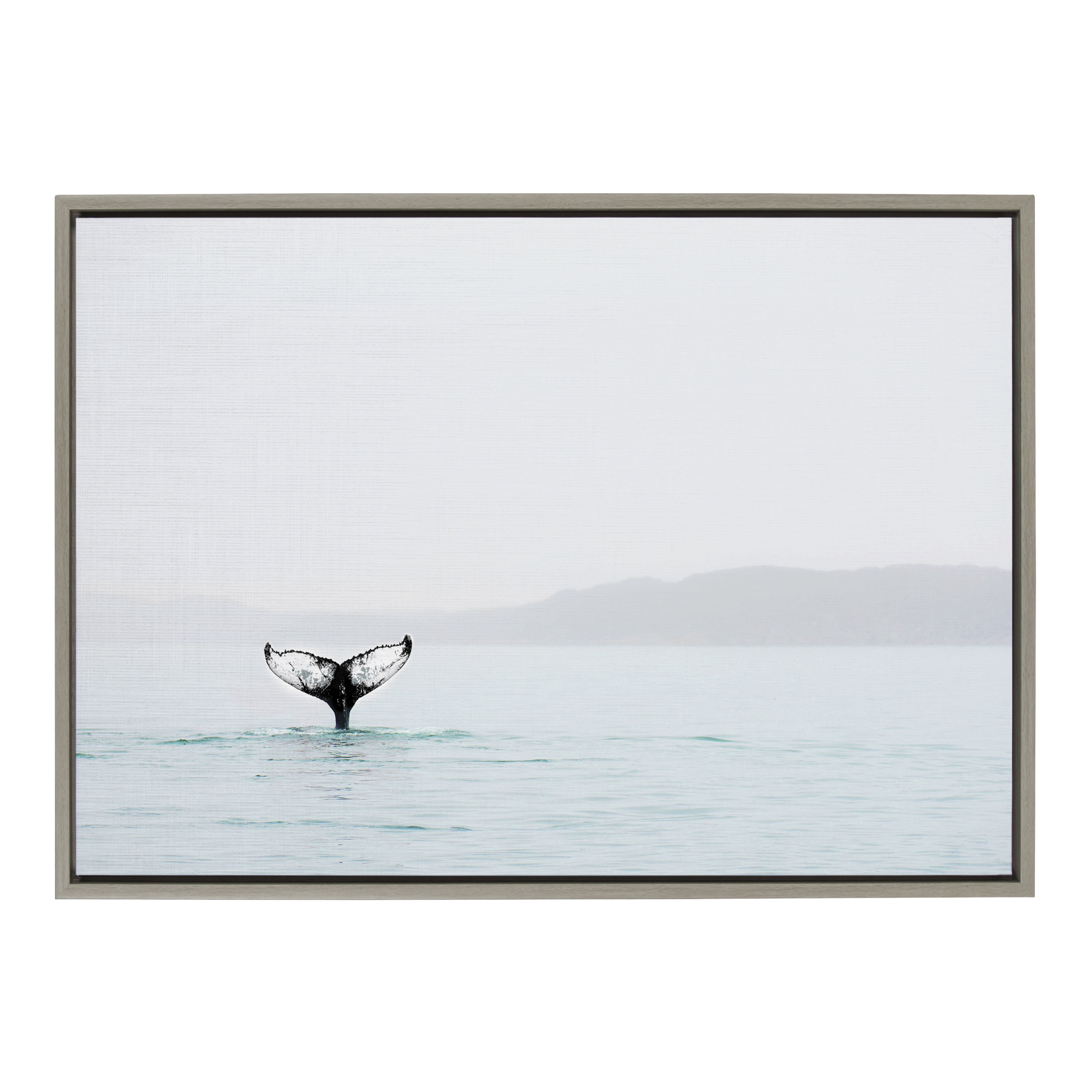 Sylvie Whale Tail in Mist Gray Framed Canvas Art