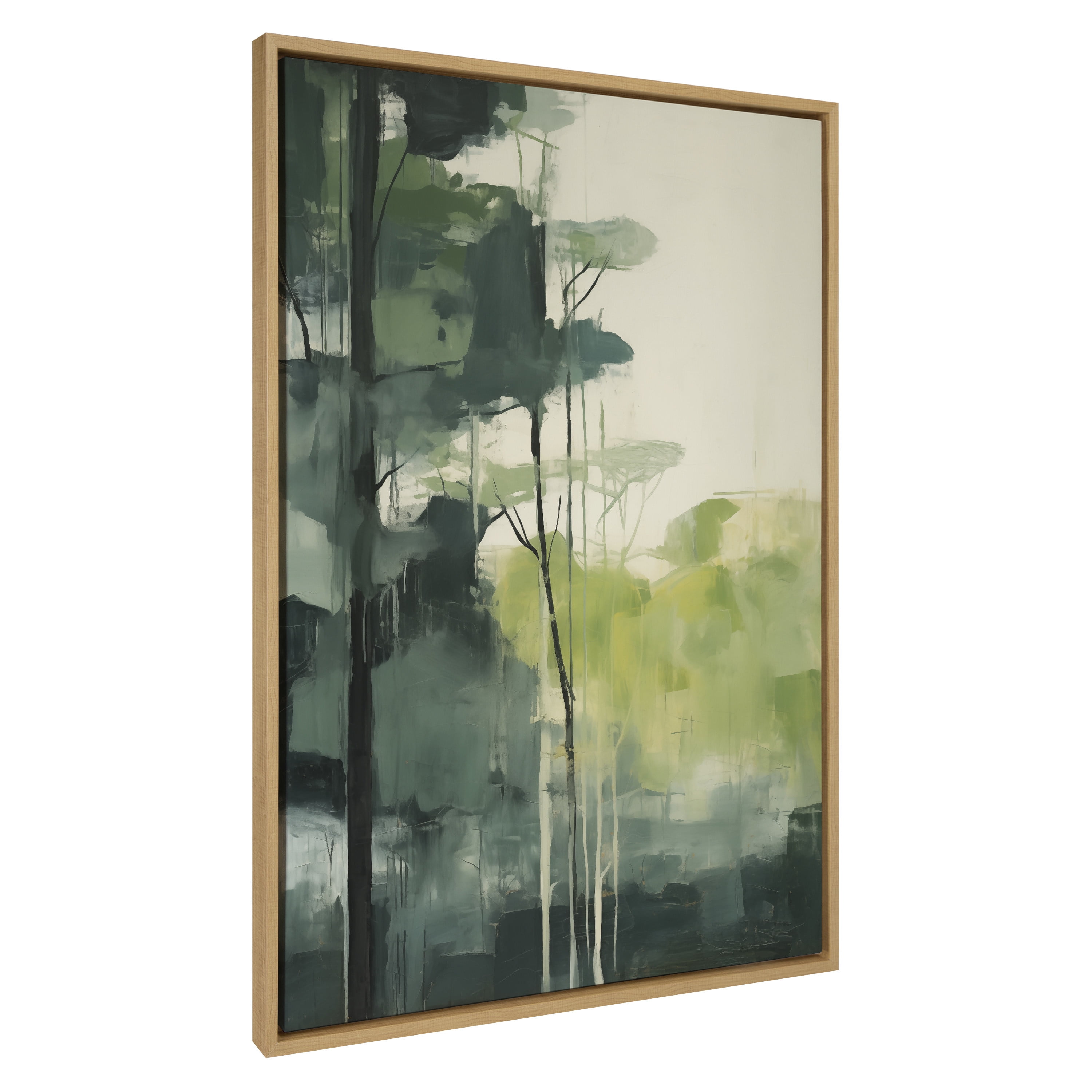 Natural Green and Blue Abstract Canvas Print with Wooden Frame