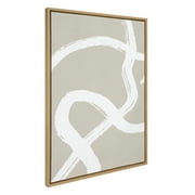 Kate and Laurel Sylvie White Lines Framed Canvas Wall Art by Rocket Jack, 28x38 Natural, Oversized Neutral Abstract Beige and White Wall Décor