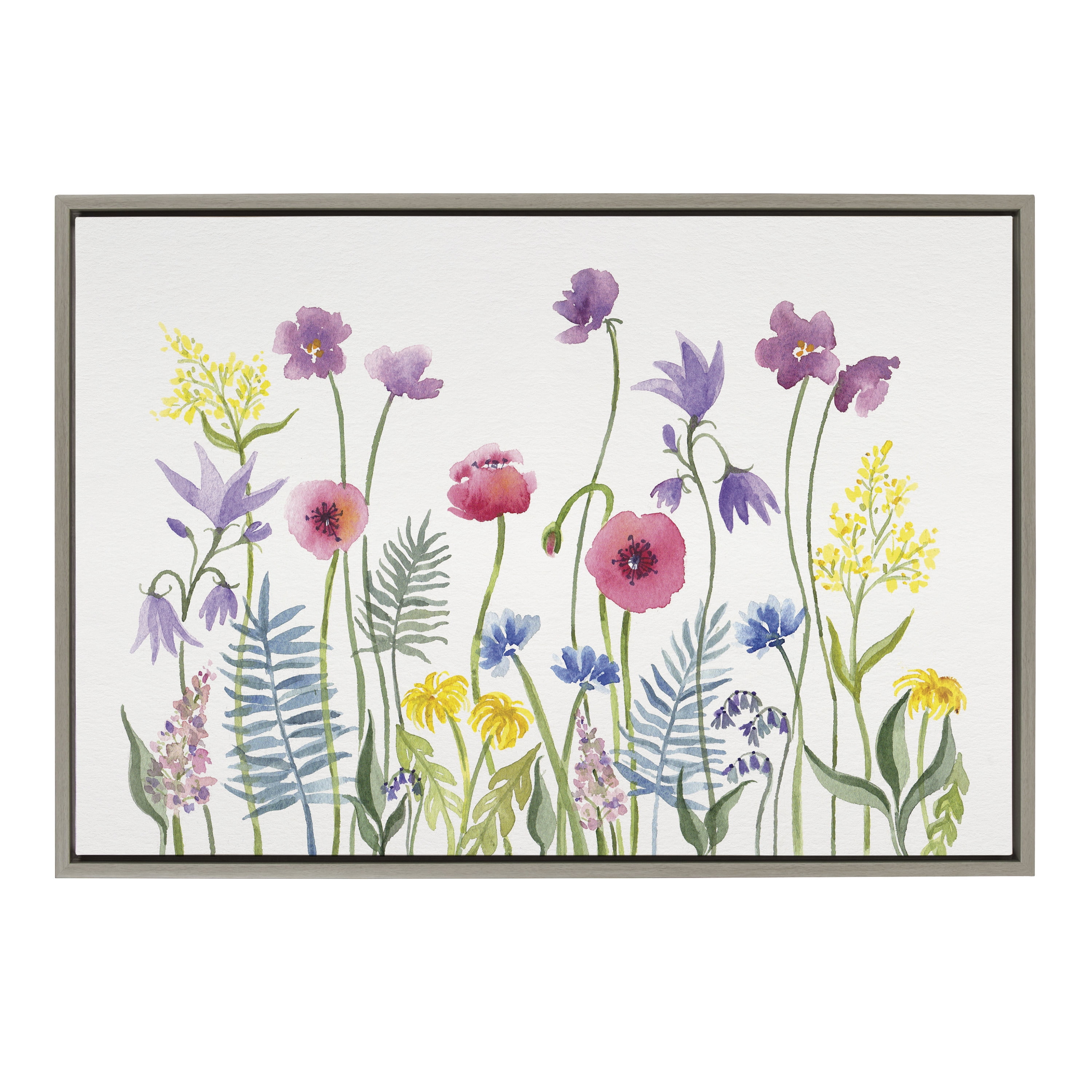 Wildflower Garden Print on Canvas with Polystyrene Frame