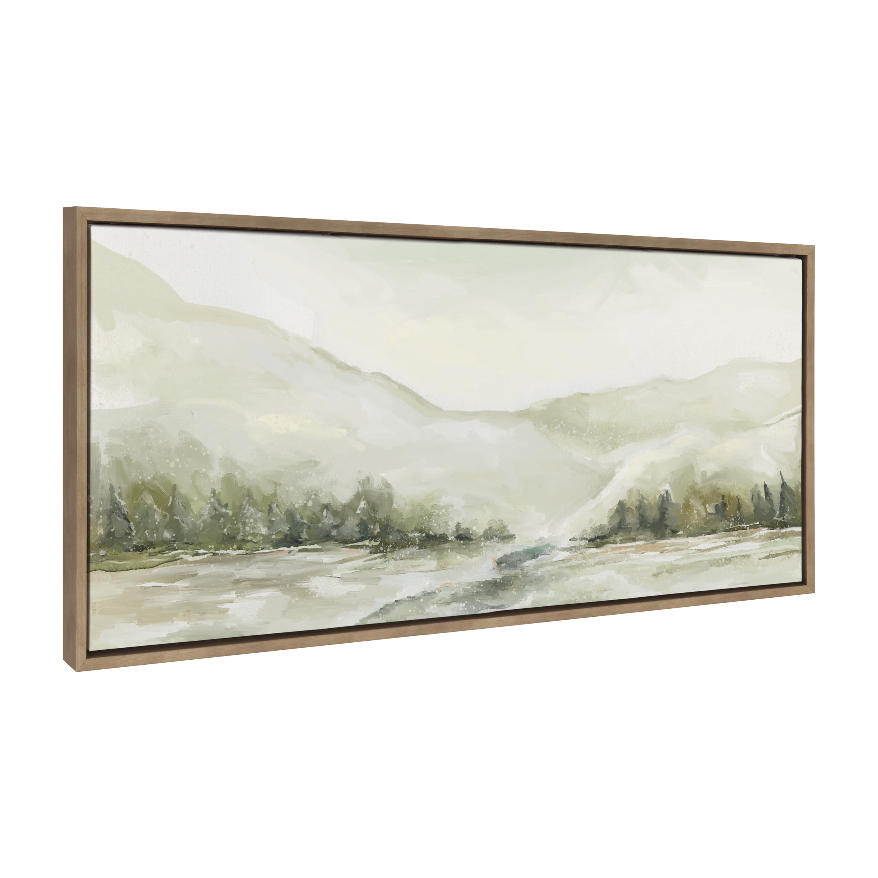 Winter Landscape Gold Framed Canvas Wall Art, 18x40