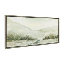 Kate and Laurel Sylvie Winter Landscape 6 Framed Canvas Wall Art by Annie Quigley, 18x40 Gray, Nature Holiday Snow Art for Wall