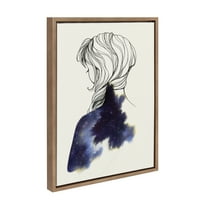 Kate and Laurel Sylvie Within Framed Canvas Wall Art by Faryn Hughes, 18x24 Gold, Modern Female Portrait Drawing Art for Wall