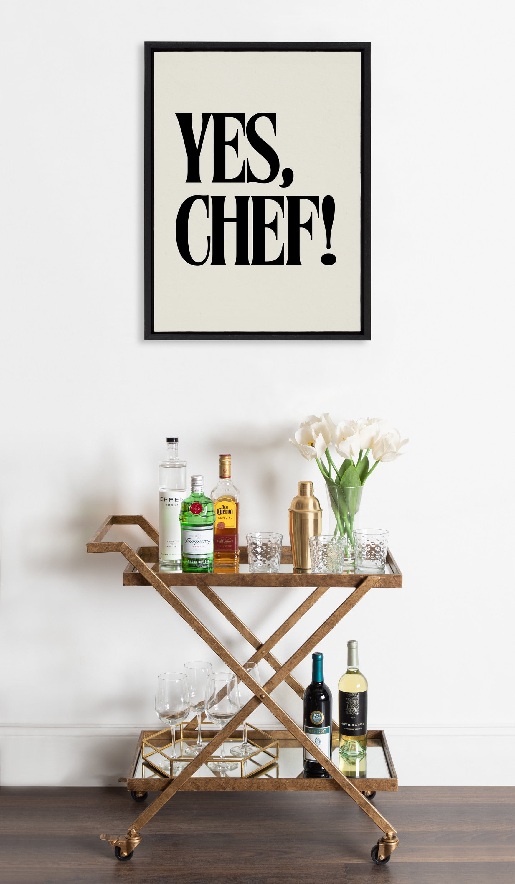 Black Framed Canvas Print with Bold Typography, 18x24