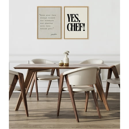 Kate and Laurel Sylvie Yes Chef Framed Canvas Wall Art by Saint and Sailor Studios, 18x24 Natural, Modern Kitchen Art for Wall