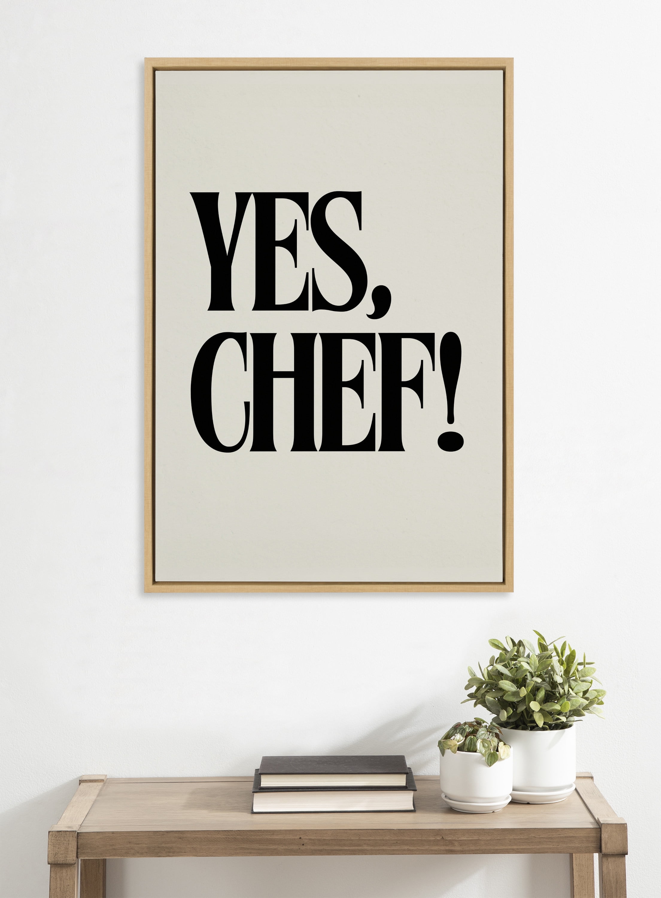 Natural Framed Canvas Print with Bold Black Text, 23x33