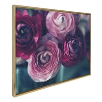 Kate and Laurel Sylvie Yours Truly Framed Canvas Wall Art by Kristy Campbell, 28x38 Gold, Decorative Detailed Floral Art for Wall