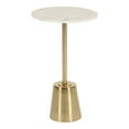 thumbnail image 1 of Kate and Laurel Tira Modern Marble Side Table, 14 x 14 x 24, Gold, Decorative Round Pedestal Table, 1 of 7