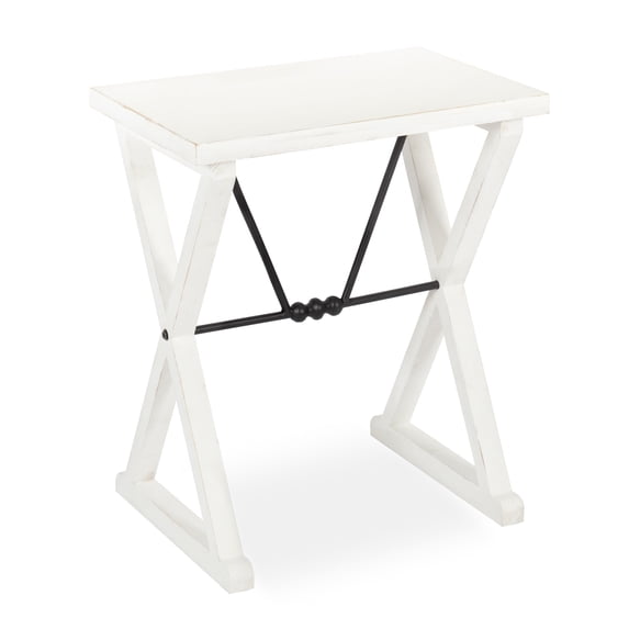 Kate and Laurel Travere Rustic Side Table, 22 x 14 x 26, White, Farmhouse End Table for Display and Storage