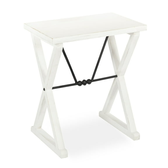 Kate and Laurel Travere Rustic Side Table, 22 x 14 x 26, White, Farmhouse End Table for Display and Storage