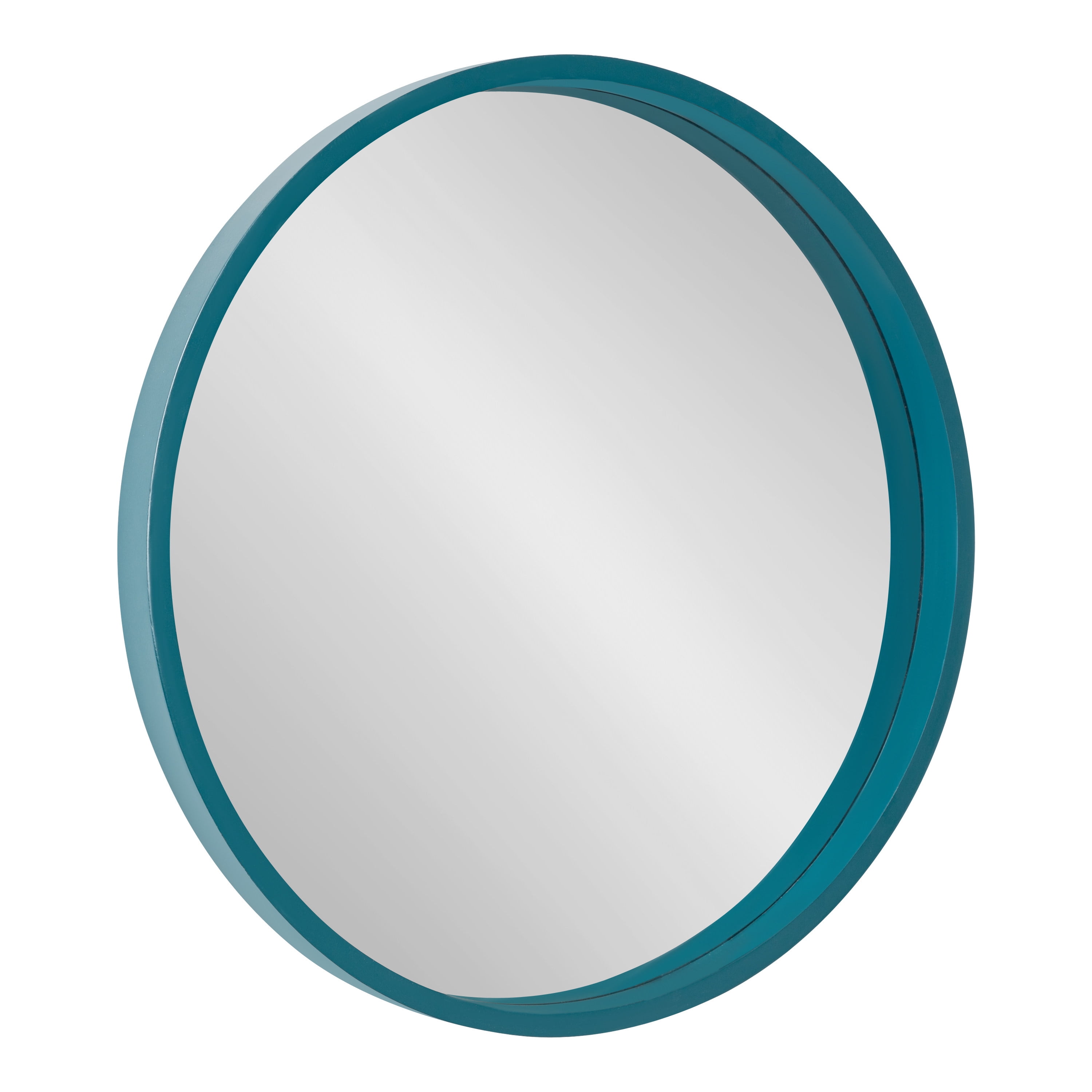 Travis Chic Teal Round Wooden Wall Mirror 24"