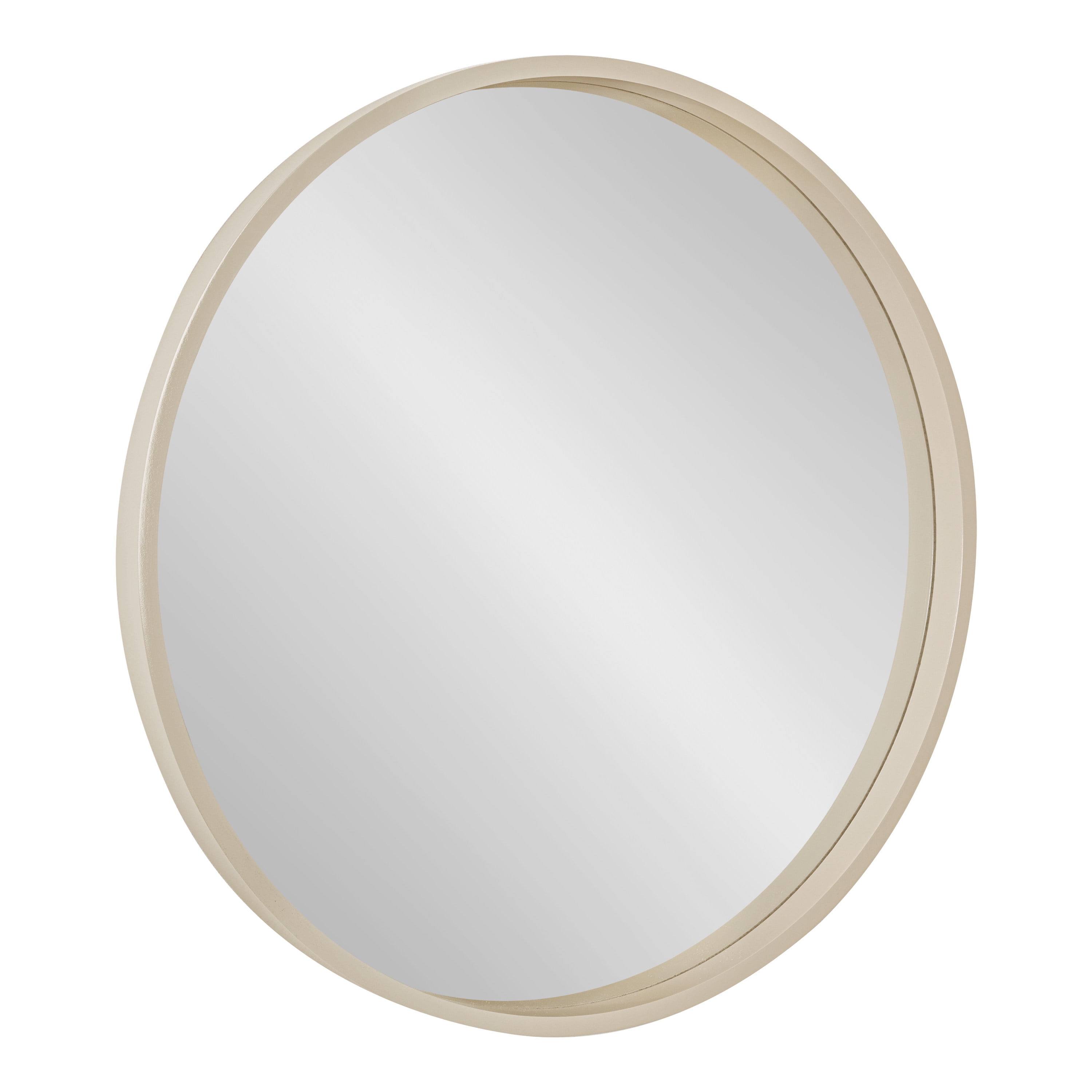 Kate and Laurel Travis Mid-Century Round Wall Mirror, 25.6 inch Diameter,  Light Brown Sand, Modern Accent Mirror for Wall