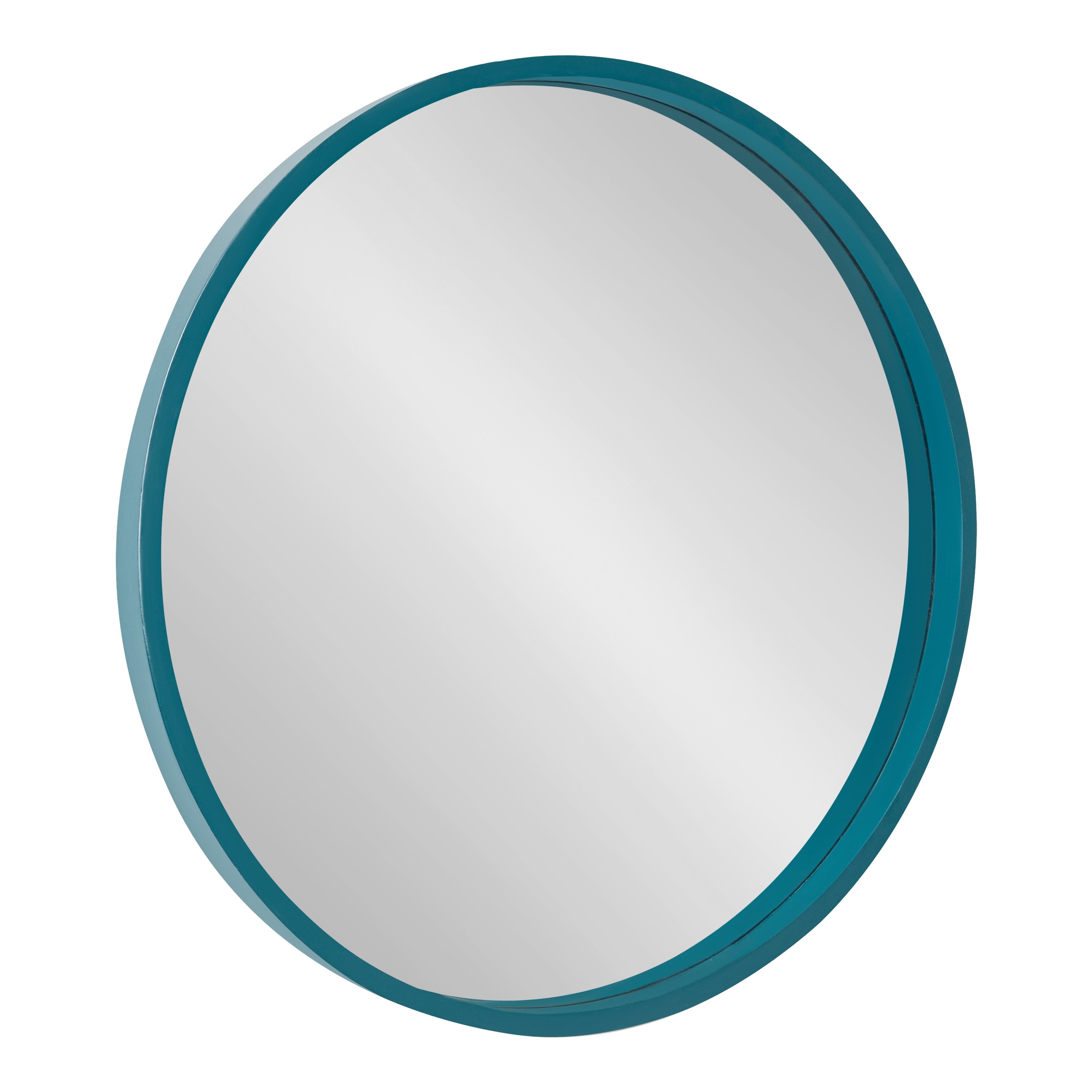 Kate and Laurel Travis Mid-Century Round Wall Mirror, 25.6 inch Diameter, Teal, Modern Accent Mirror