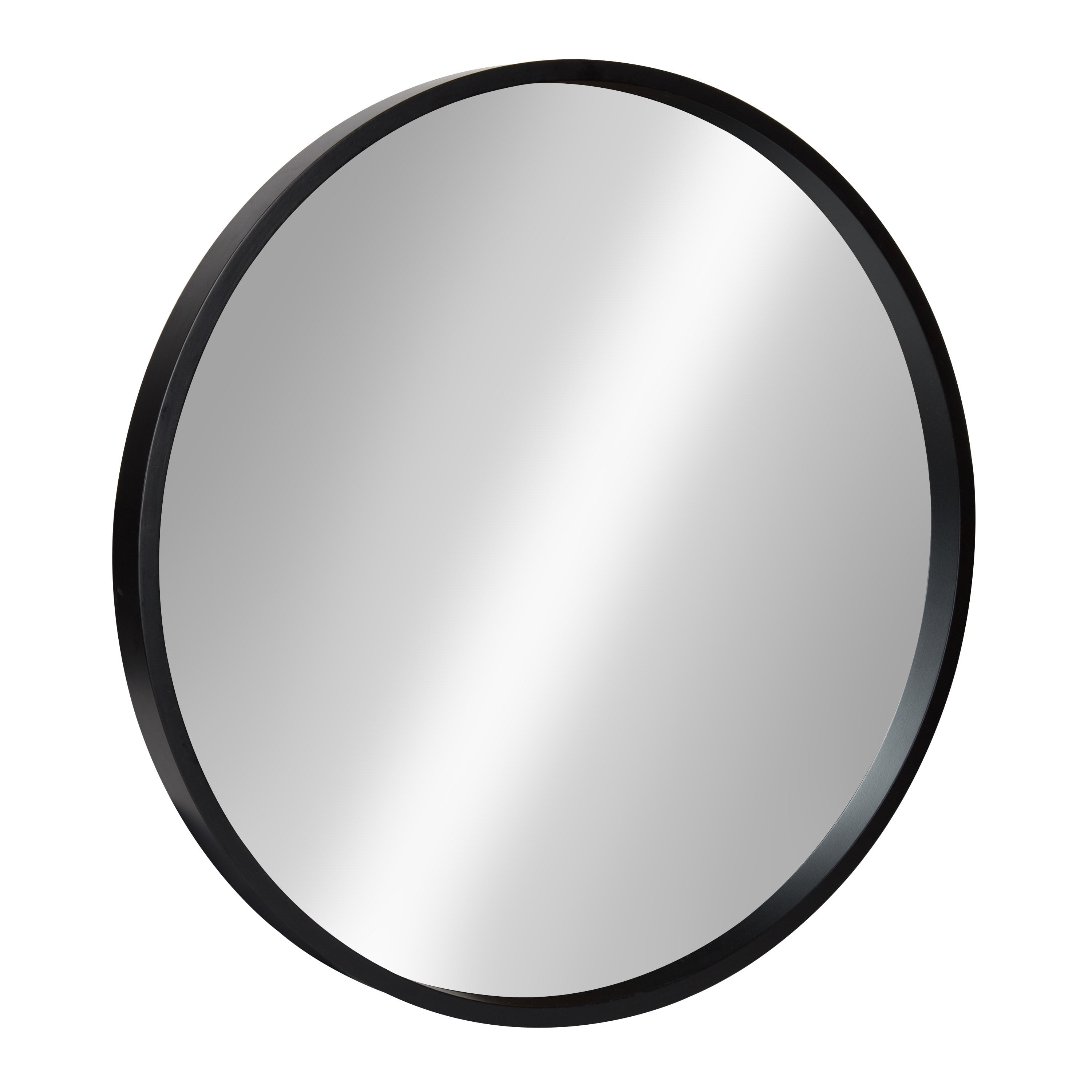 22" Round Black Wood Accent Wall Mirror