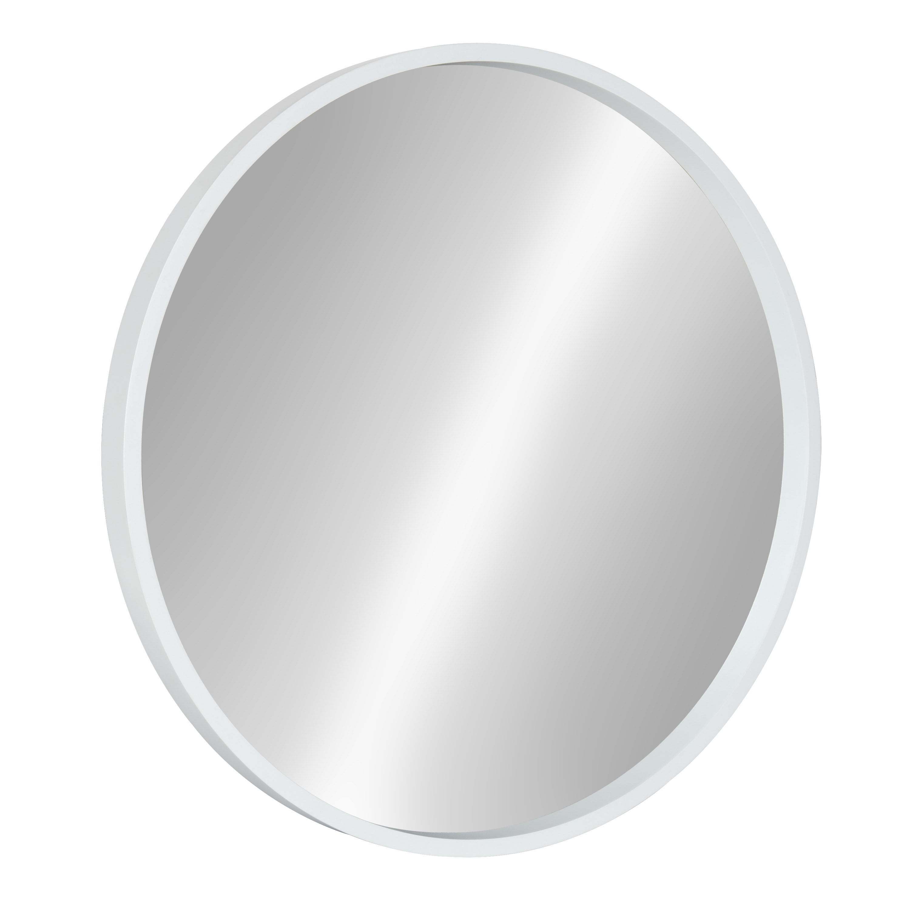 Kate and Laurel Travis Round Wood Wall Mirror, 21.6" Diameter, White, Modern Wall Décor Accent