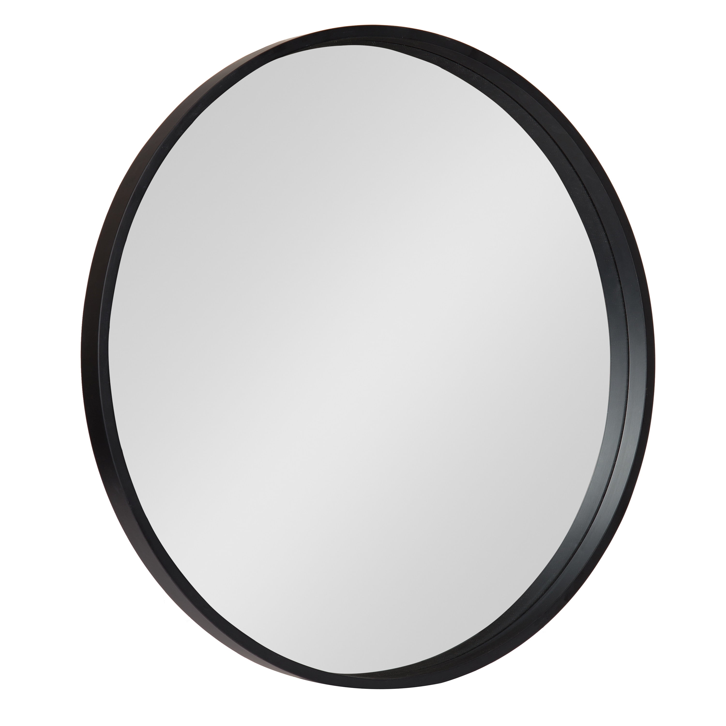 Travis 25.6" Black Round Wood Wall Accent Mirror