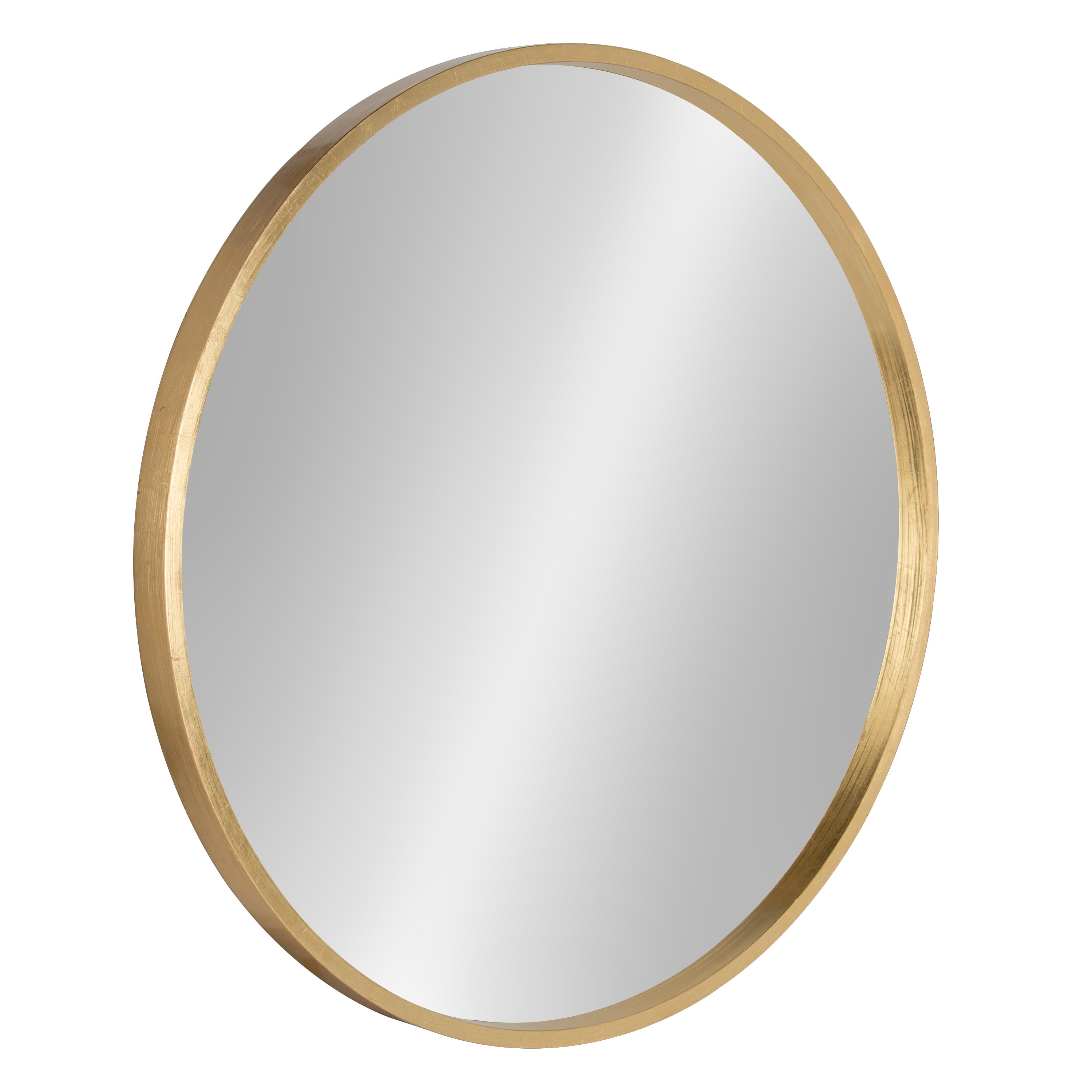 Elegant 28" Round Wood and Gold Wall Mirror