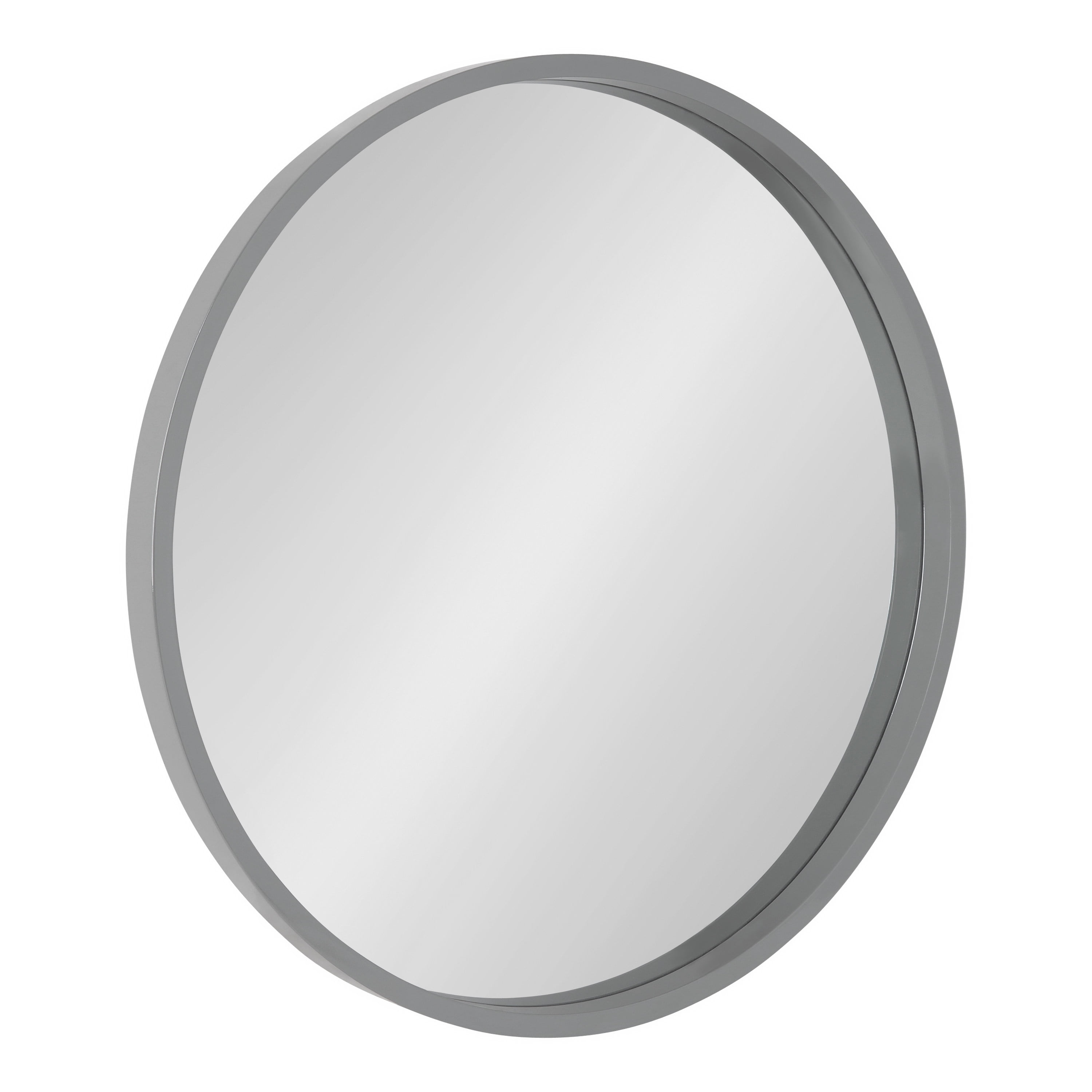 Kate and Laurel Travis Round Wood Wall Mirror, 25.6" Diameter, Gray, Modern Wall Décor Accent