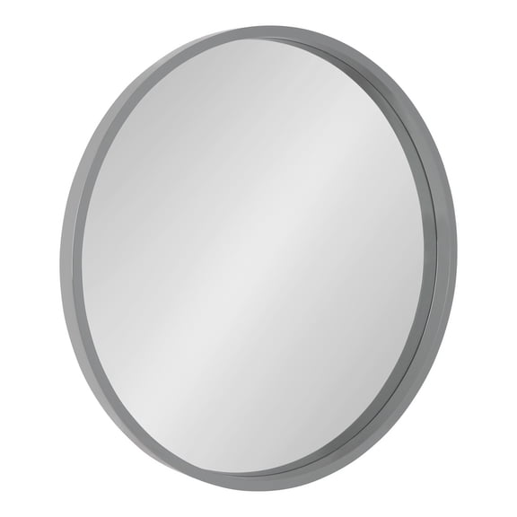 Kate and Laurel Travis Round Wood Wall Mirror, 25.6" Diameter, Gray, Modern Wall Décor Accent