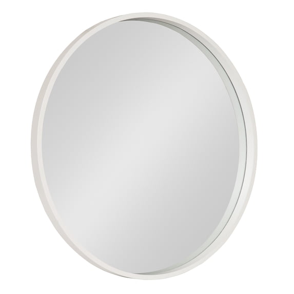 Kate and Laurel Travis Round Wood Wall Mirror, 25.6" Diameter, White, Modern Wall Décor Accent