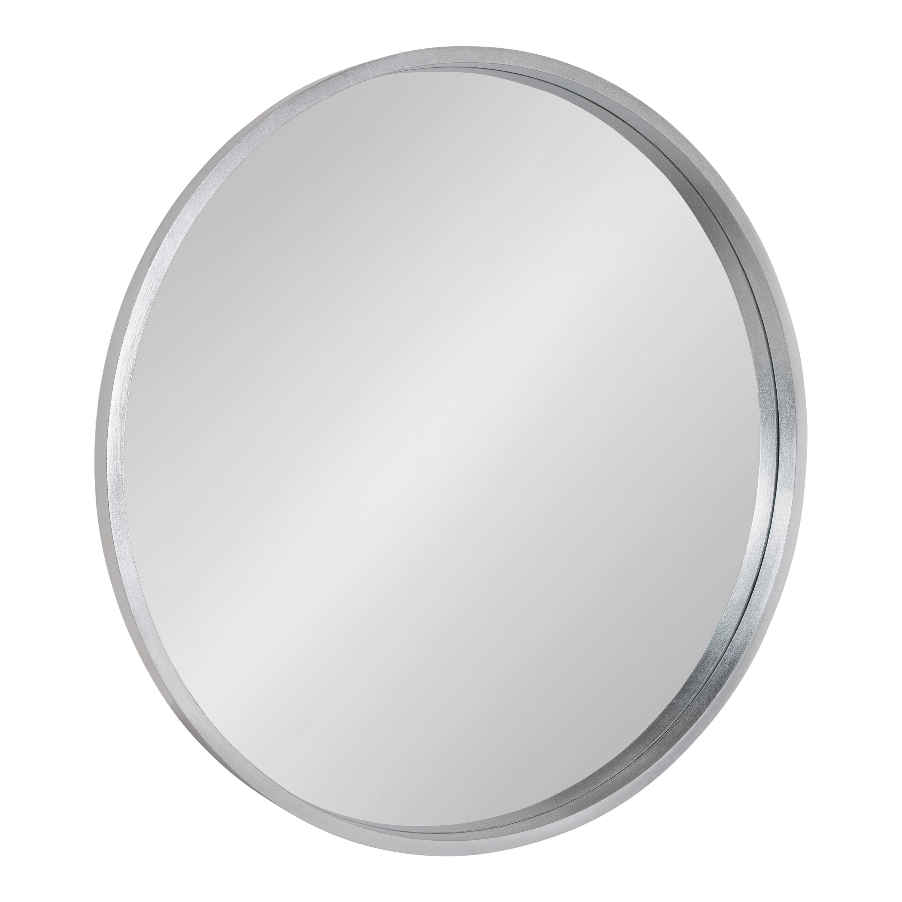 Travis 32" Round Silver Wood Accent Wall Mirror