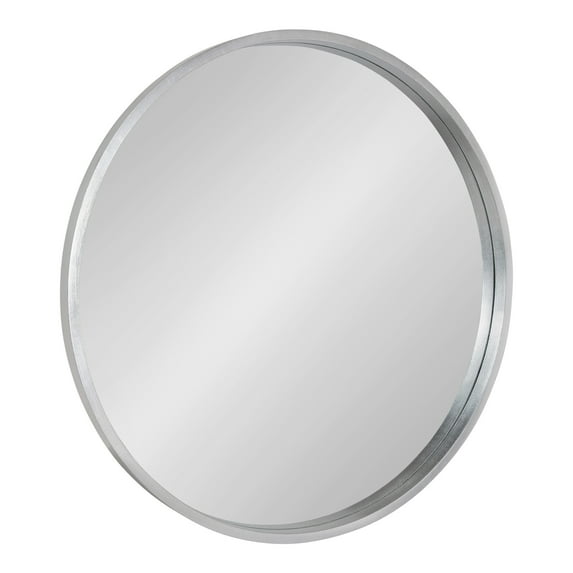 Kate and Laurel Travis Round Wood Wall Mirror, 31.5" Diameter, Silver, Chic Glam Wall Décor Accent