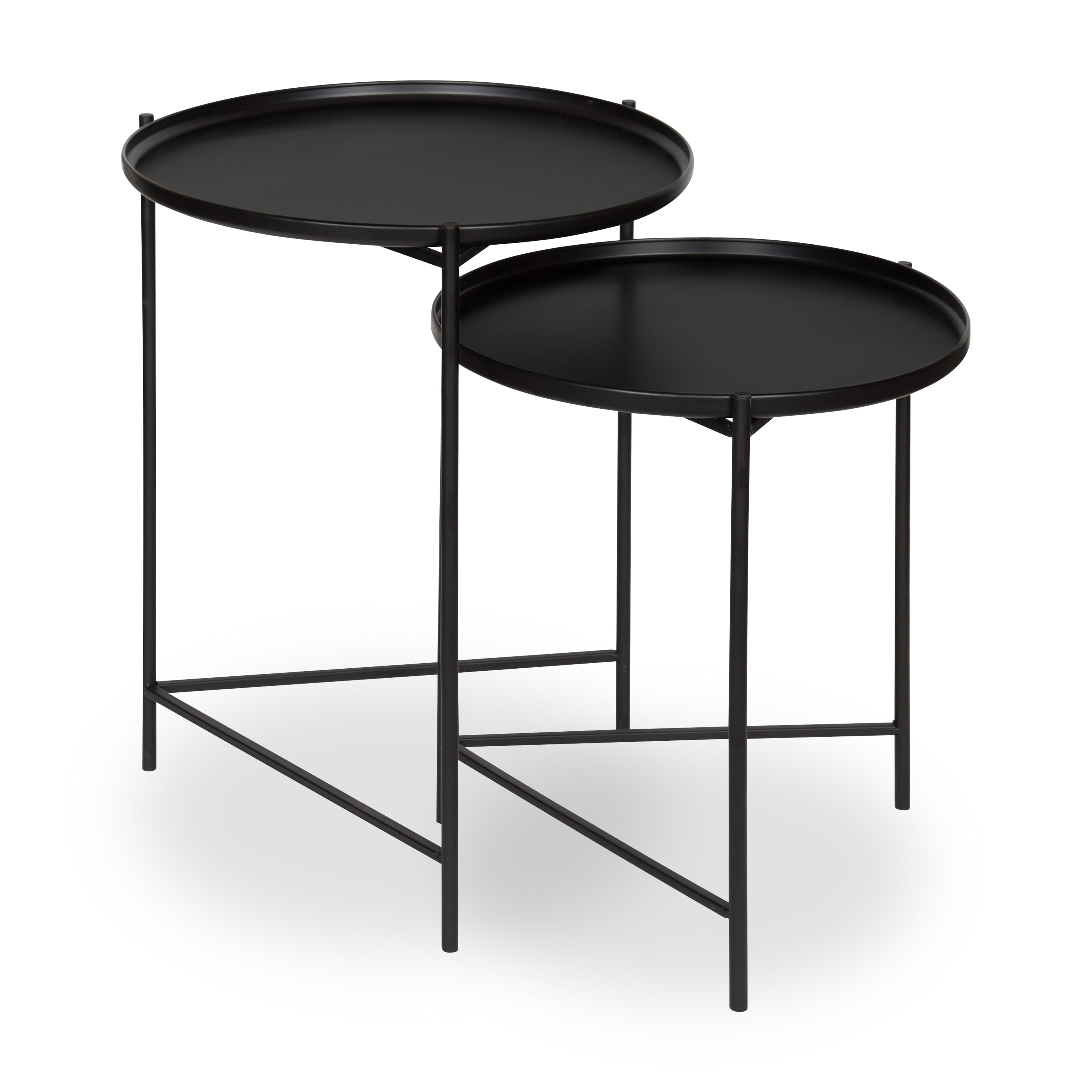Ulani 2-Piece Nested Black Metal Round Side Tables