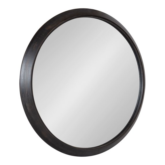 Kate and Laurel Uldrich Modern Round Wall Mirror, 24 inch Diameter, Black, Decorative Round Mirror for Wall