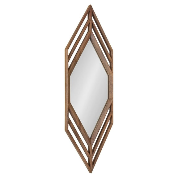 Kate and Laurel Vayga Bohemian Geometric Decorative Wall Mirror, 14 x 42, Natural, Modern Hexagon Mirror for Wall