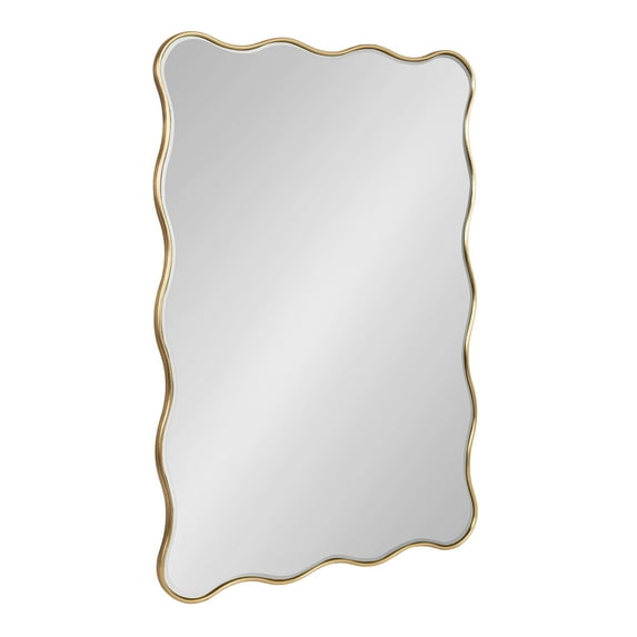 Kate and Laurel Viona Modern Scalloped Rectangle Mirror, 24 x 36, Gold, Decorative Wavy Mirror with Unique Rippled Edge and a Glamorous Gold Finish