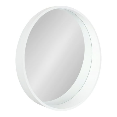 Kate and Laurel Wheeler Graduated Round Mirror, 24" Diameter, White, Chic Modern Wall Accent with Raised Profile