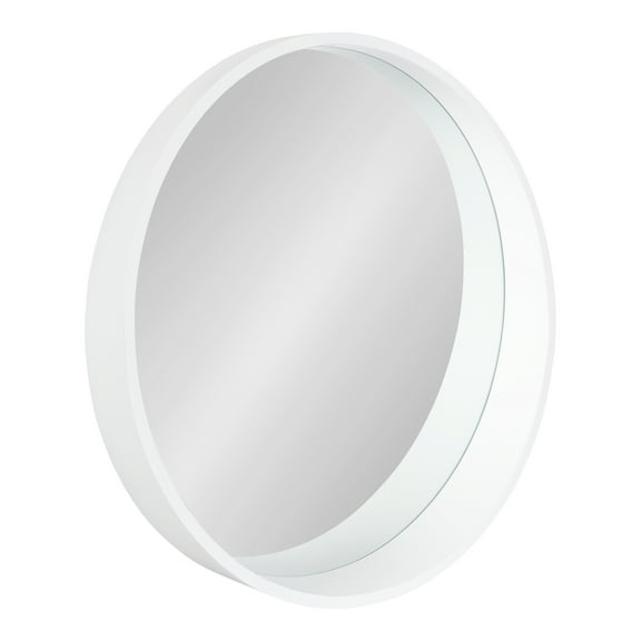Kate and Laurel Wheeler Graduated Round Mirror, 24" Diameter, White, Chic Modern Wall Accent with Raised Profile