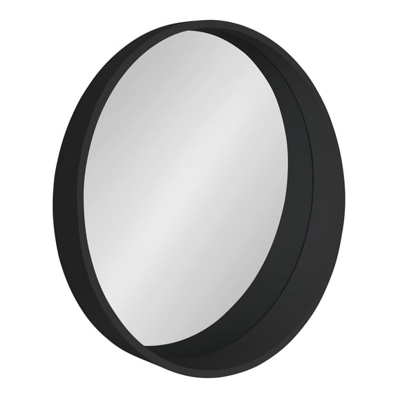 Kate and Laurel Wheeler Round Framed Wall Mirror, Black 24" Diameter