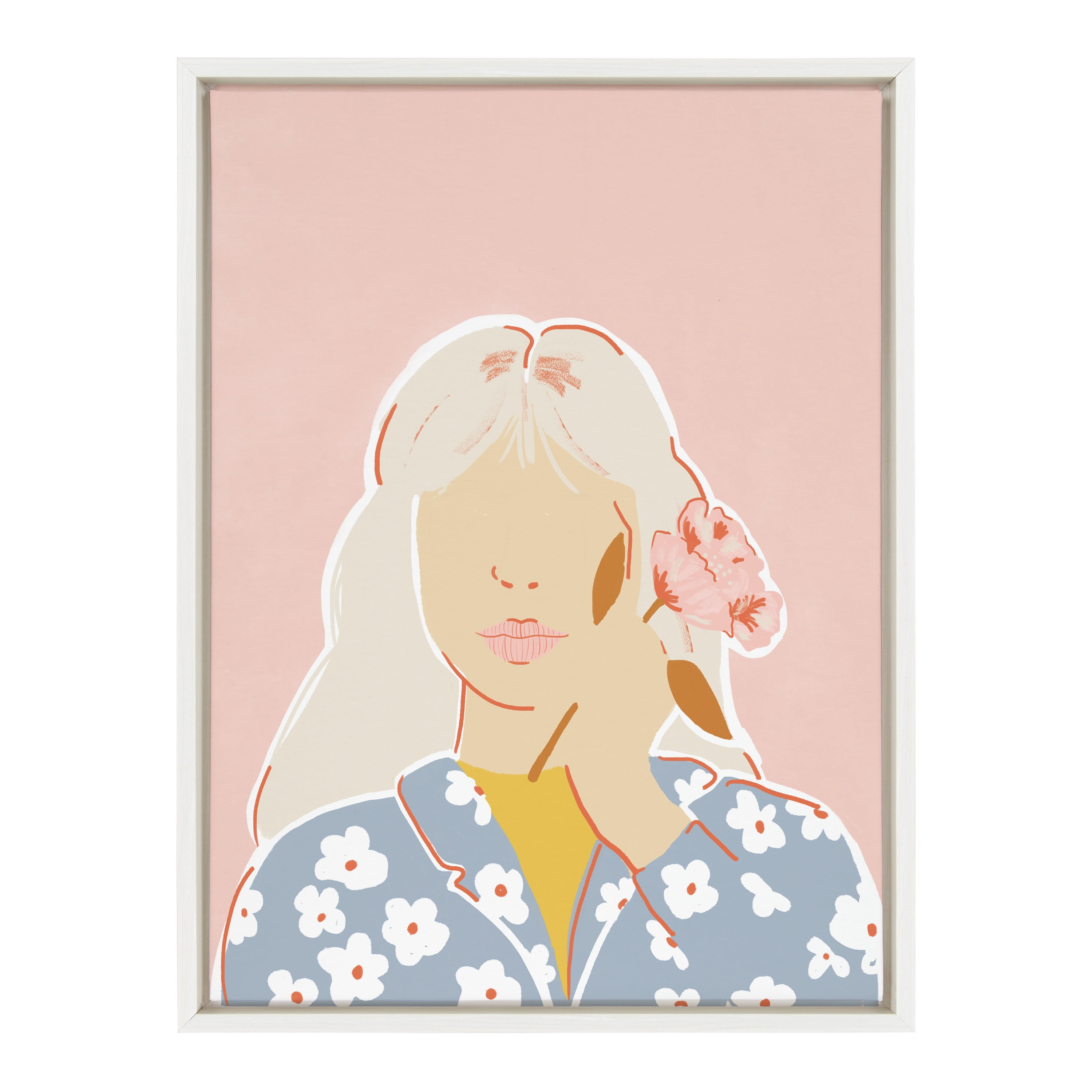 Thanks for The Flowers Abstract Canvas Print in White Frame