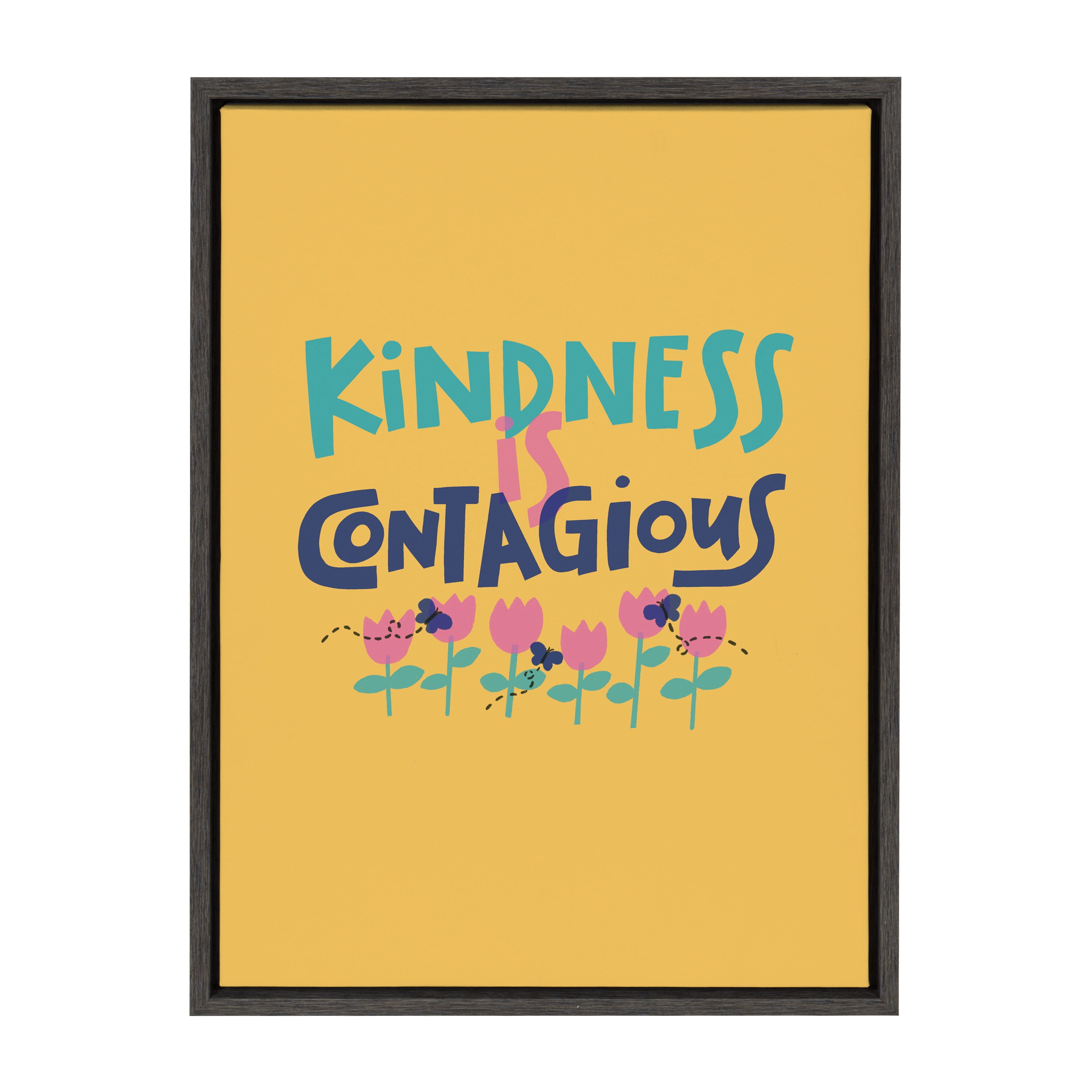 Kate and Laurel Words, Black Framed Canvas Art Print, 18x24