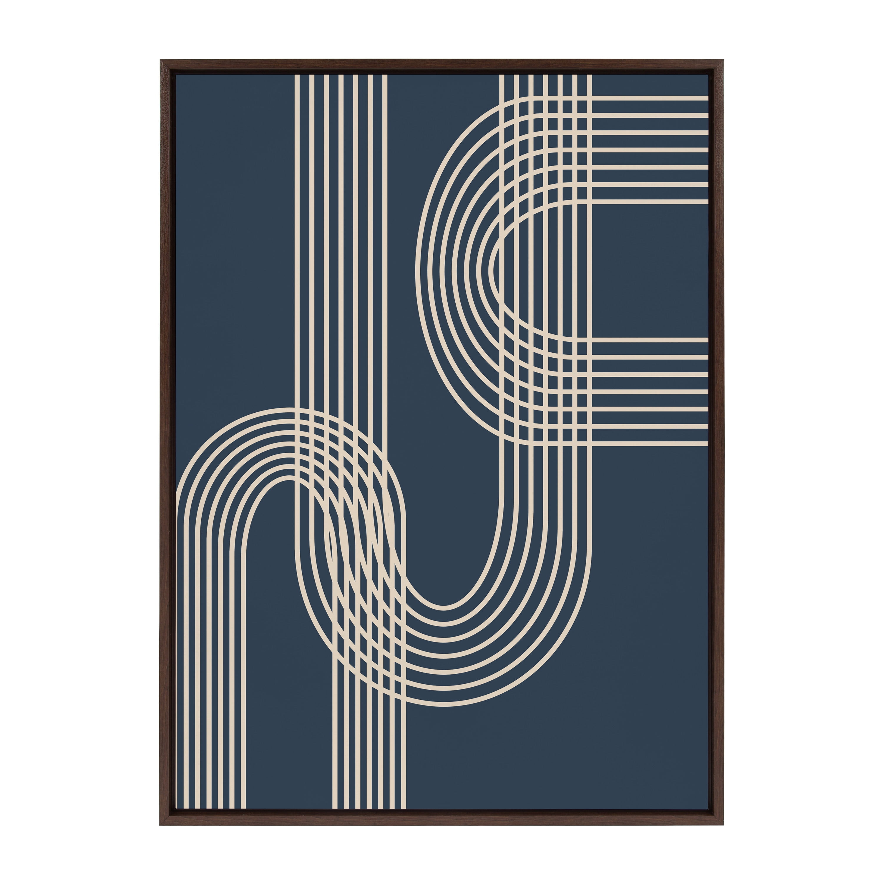 Sylvie 40.69" Blue and Beige Abstract Canvas Art Print