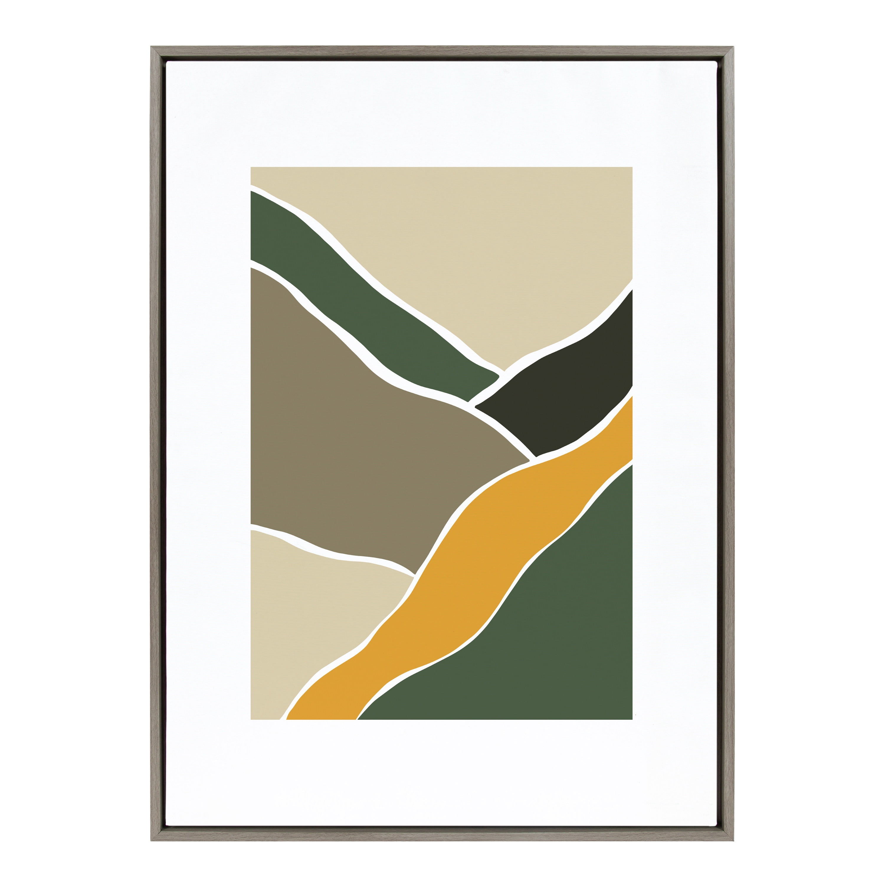 Kate and Laurel Sylvie Fields of Sun 3 Framed Canvas Wall Art by Maja Mitrovic of Makes My Day Happy, 28x38 Gray, Chic Abstract Art for Wall