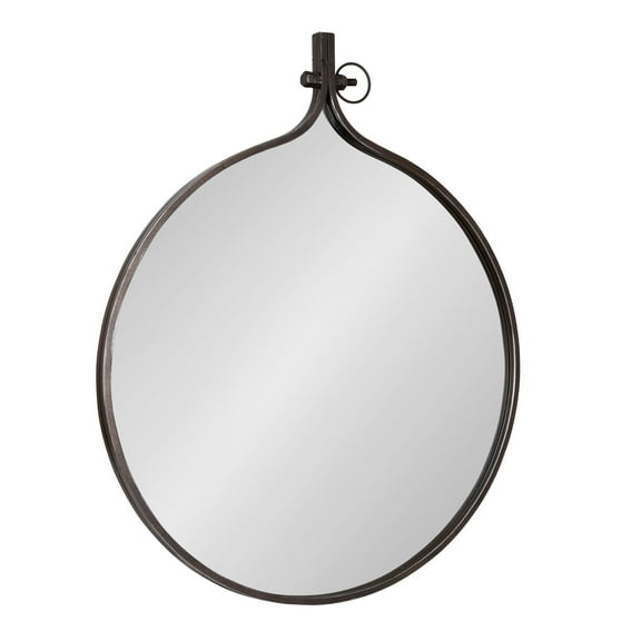 Kate and Laurel Yitro Round Wall Mirror, 30 x 37,  Bronze, Decorative Versatile Rustic Wall Decor