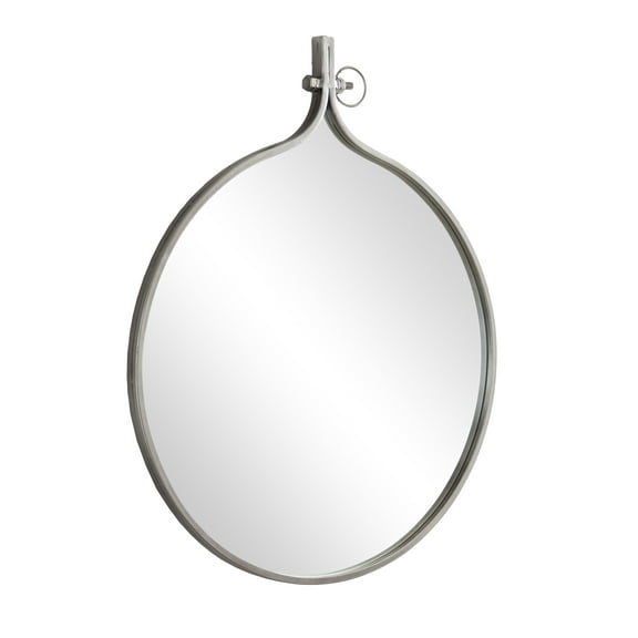 Kate and Laurel Yitro Round Wall Mirror, 30 x 37, Gray, Decorative Versatile Rustic Wall Decor