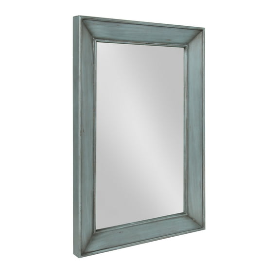 Kate and Laurel Yuda Wooden Rectangle Framed Wall Mirror, 23.5x35, Blue