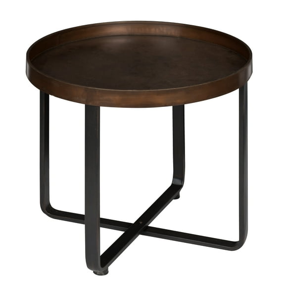 Kate and Laurel Zabel Round Metal End Table, Bronze and Black