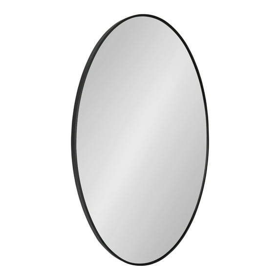 Kate and Laurel Zayda Oval Framed Wall Mirror, 24 x 36, Black, Metal Minimalist Oval Mirror with Rounded Curves