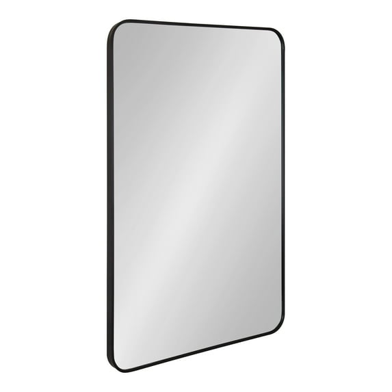 Kate and Laurel Zayda Radius Rectangle Wall Mirror, 24 x 36, Black, Metal Framed Minimalist Rectangular Mirror with Rounded Corners