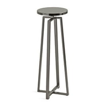 Kate and Laurel Zia Modern Decorative Metal Drink Use as Plant Stand or Round Pedestal Table, 9x9x23, Pewter