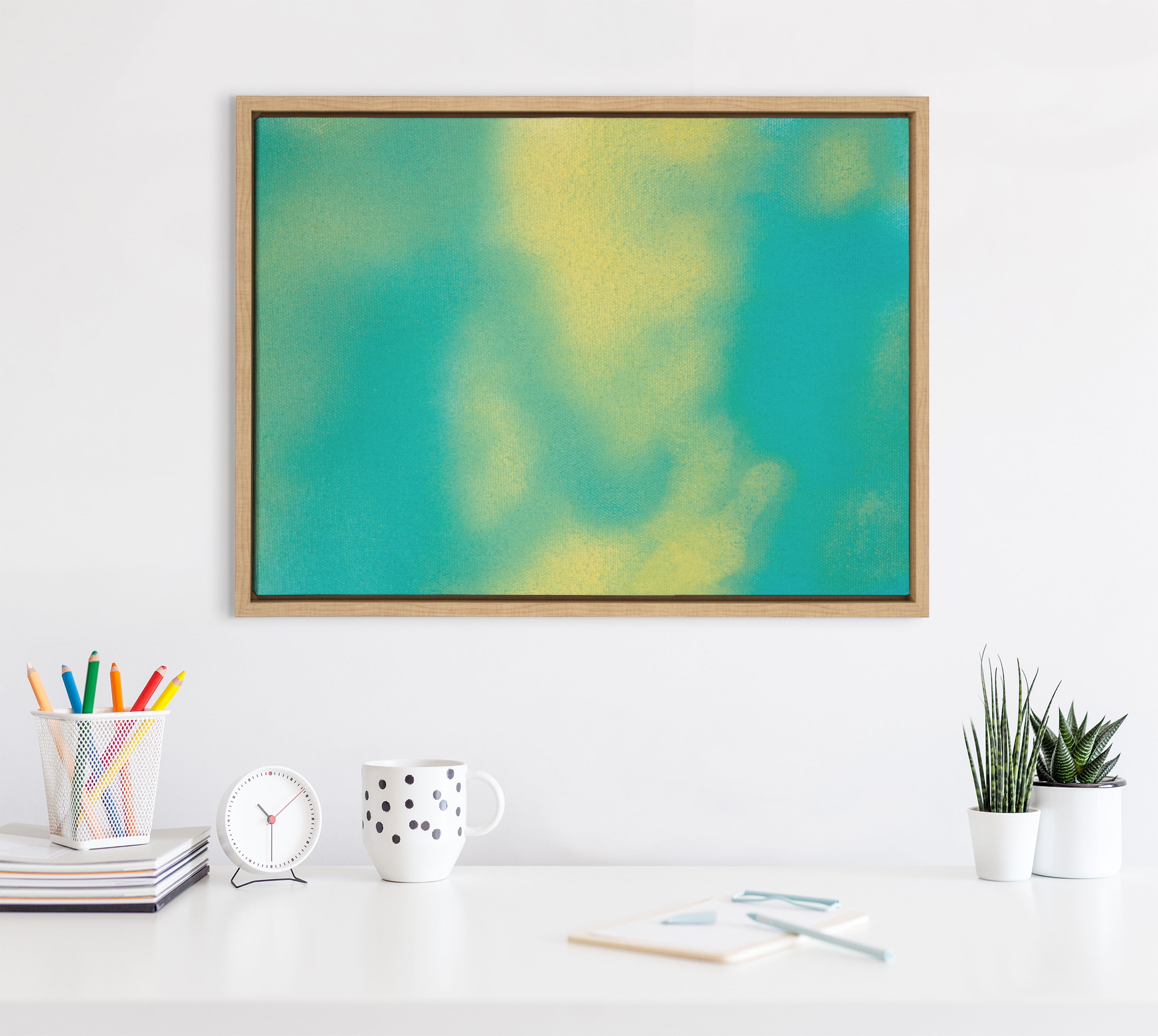 Abstract Yellow and Teal Canvas Print for Kids Room