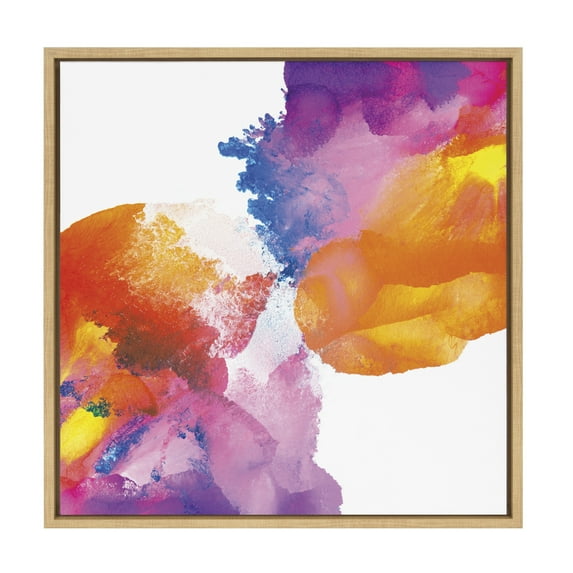 Kate and Laurel x Mentoring Positives Collaboration Sylvie My First Kiss Framed Canvas Wall Art, 22x22 Natural, Decorative Colorful Art for Wall