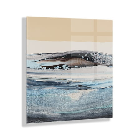 Kate and Laurel x Xizhou Xie Collaboration Glacier Park Frameless Floating Acrylic Art, 23x23, Modern Abstract Bright Landscape Art for Wall