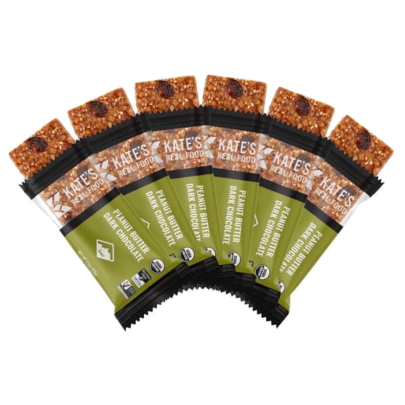 Kate’s Real Food Organic Energy Bars (2.2 oz, Pack of 6), Peanut Butter and Dark Chocolate Fruit & Nut Energy Bar