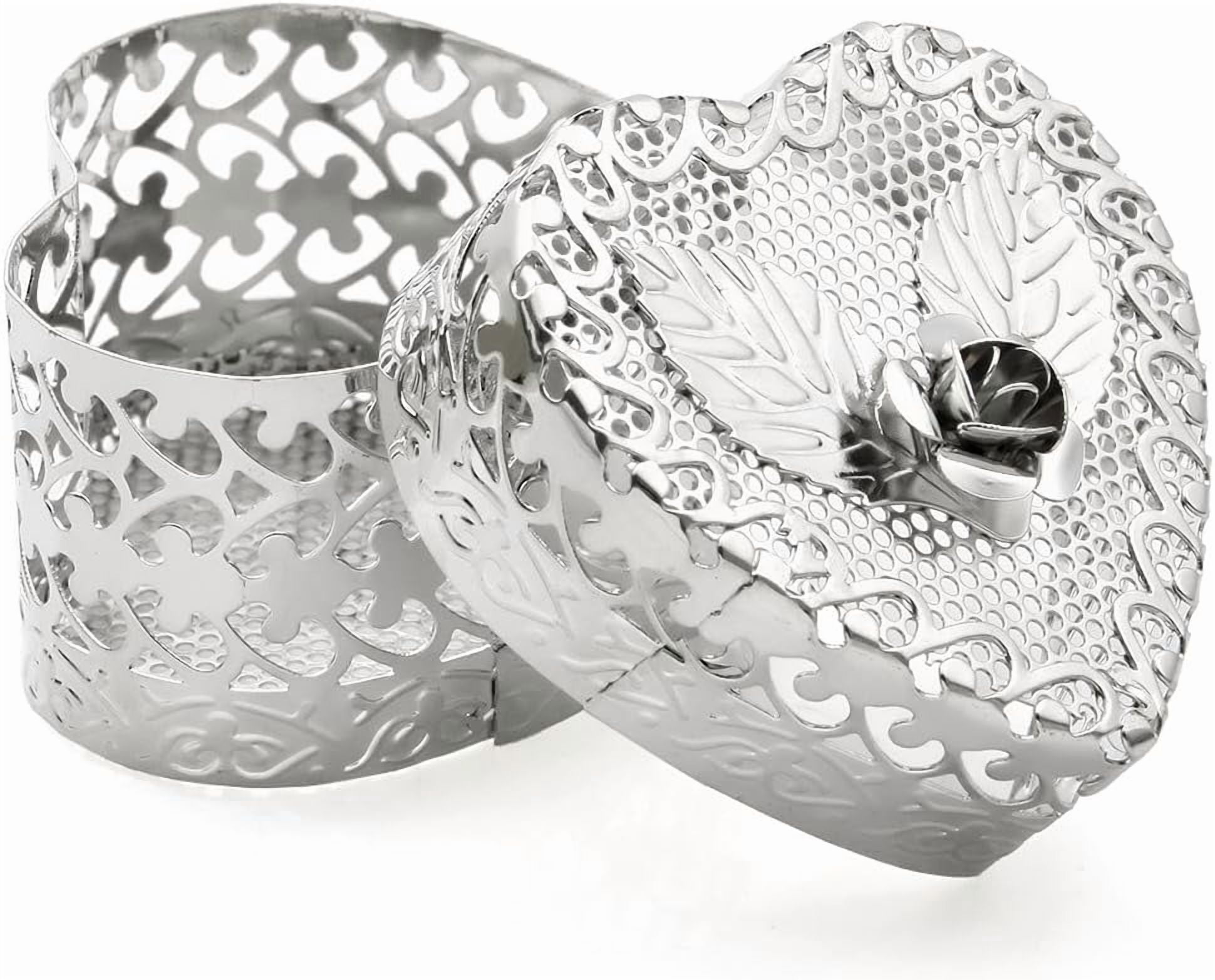 KateMelon Pack of 50 Silver Plate Floral Heart Favor Boxes for Wedding ...