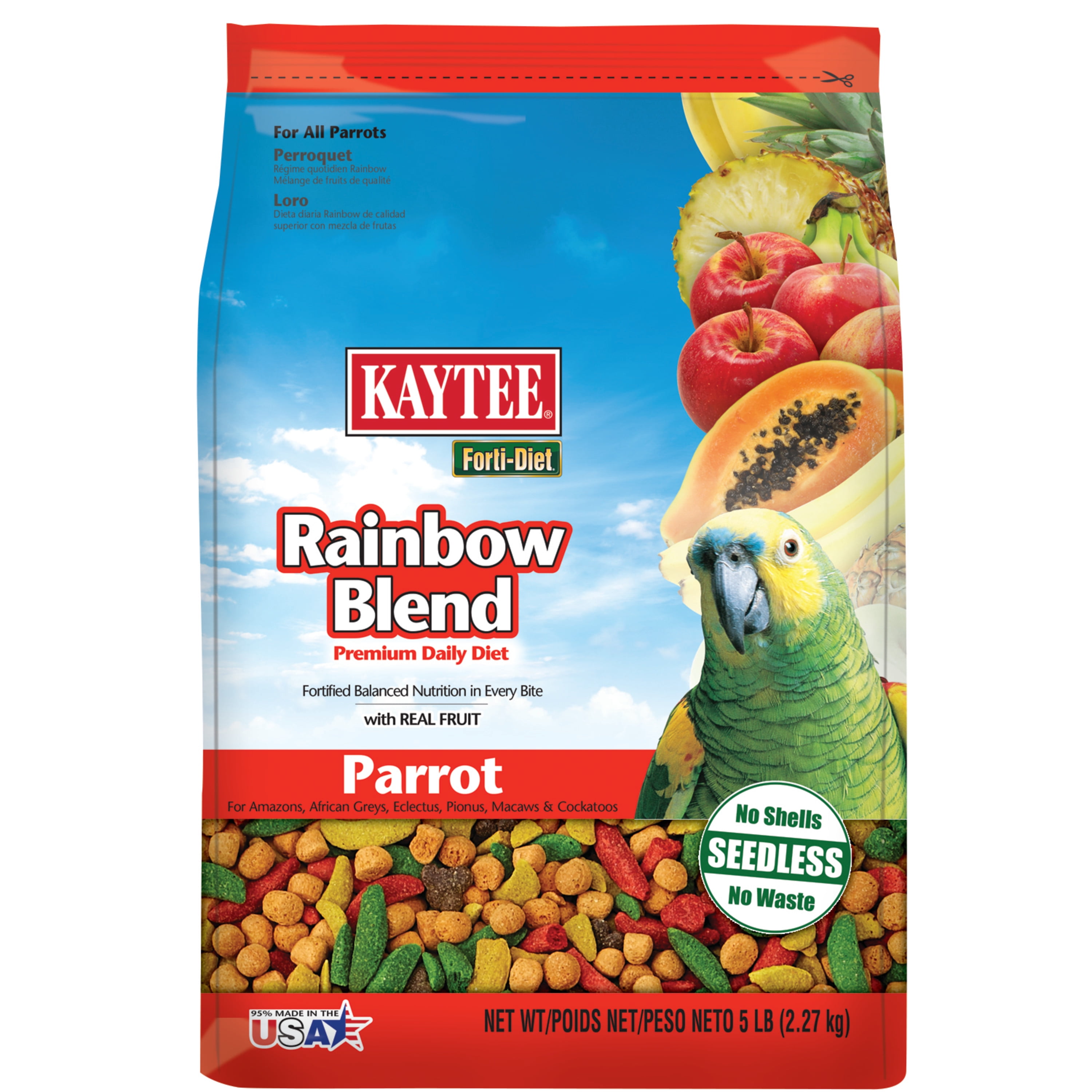 Katee Forti Diet Rainbow Blend Parrot Food With Real Fruit 5 lb